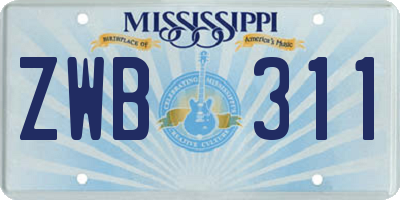 MS license plate ZWB311