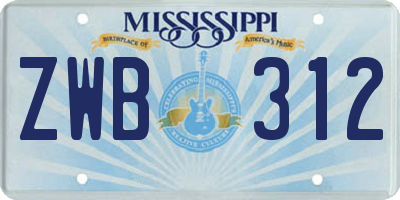 MS license plate ZWB312