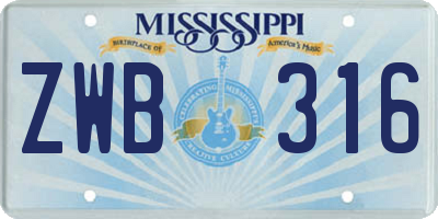 MS license plate ZWB316