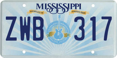 MS license plate ZWB317