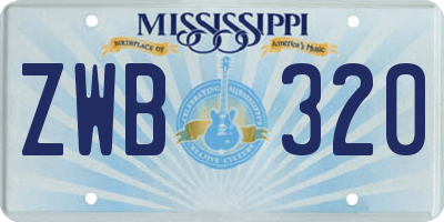 MS license plate ZWB320