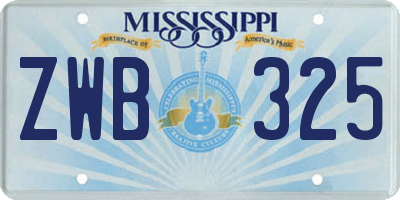MS license plate ZWB325