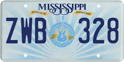 MS license plate ZWB328