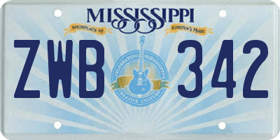MS license plate ZWB342