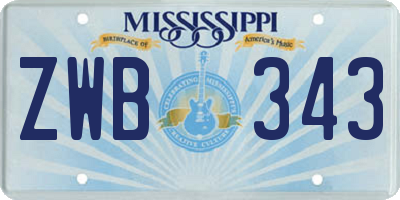 MS license plate ZWB343