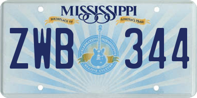 MS license plate ZWB344