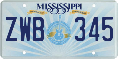 MS license plate ZWB345