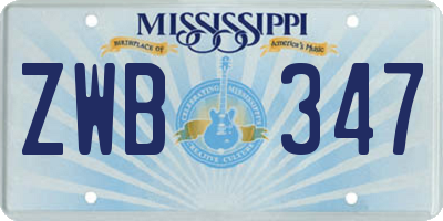 MS license plate ZWB347