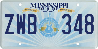 MS license plate ZWB348
