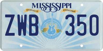 MS license plate ZWB350