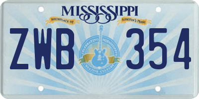 MS license plate ZWB354