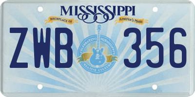 MS license plate ZWB356