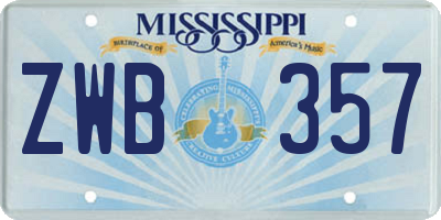 MS license plate ZWB357