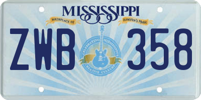 MS license plate ZWB358