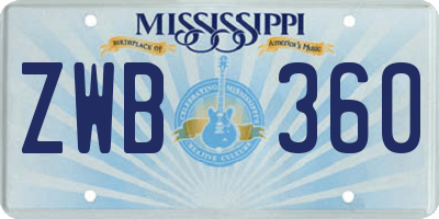 MS license plate ZWB360