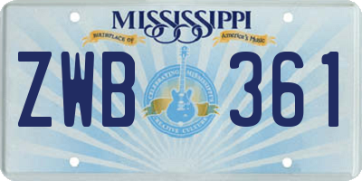 MS license plate ZWB361
