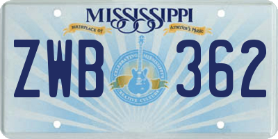 MS license plate ZWB362
