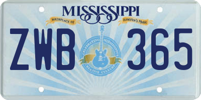 MS license plate ZWB365