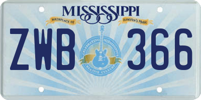 MS license plate ZWB366