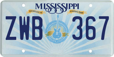 MS license plate ZWB367