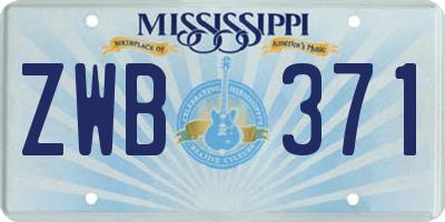 MS license plate ZWB371