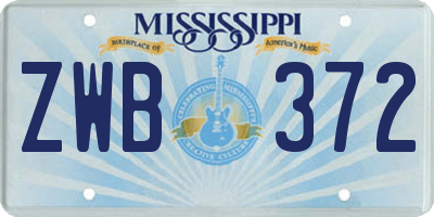 MS license plate ZWB372