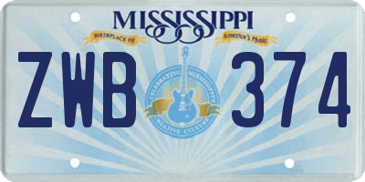 MS license plate ZWB374
