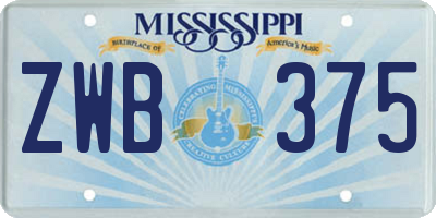 MS license plate ZWB375