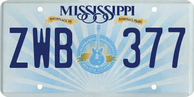 MS license plate ZWB377