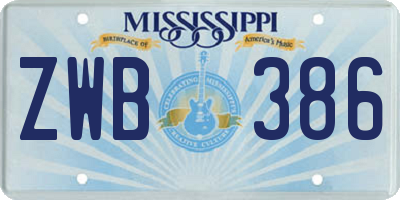 MS license plate ZWB386