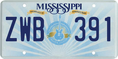 MS license plate ZWB391