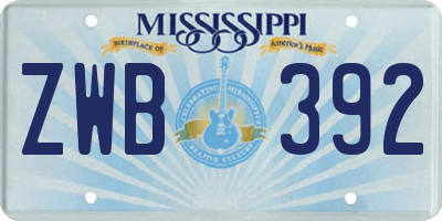 MS license plate ZWB392