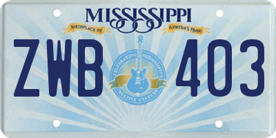 MS license plate ZWB403