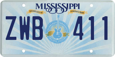 MS license plate ZWB411