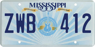 MS license plate ZWB412