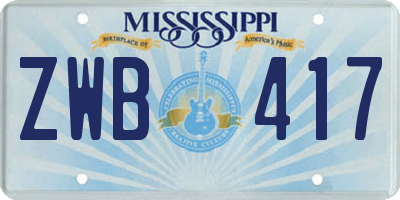 MS license plate ZWB417