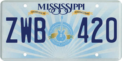 MS license plate ZWB420