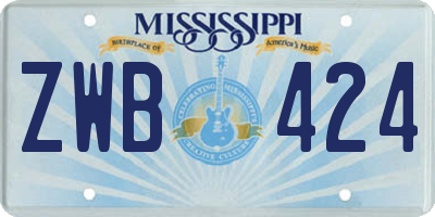 MS license plate ZWB424
