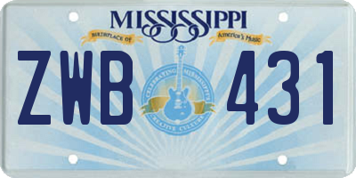 MS license plate ZWB431