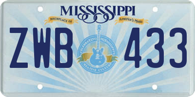 MS license plate ZWB433