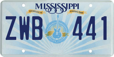 MS license plate ZWB441