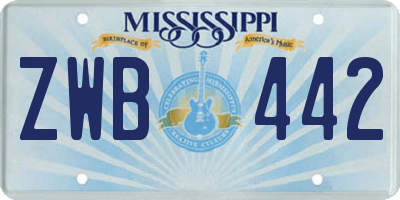 MS license plate ZWB442