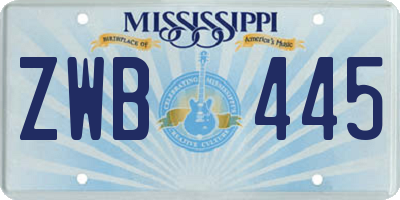 MS license plate ZWB445