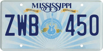 MS license plate ZWB450