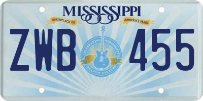 MS license plate ZWB455