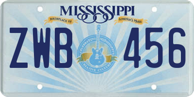 MS license plate ZWB456
