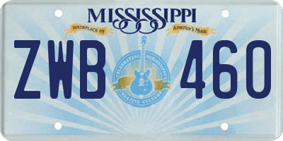 MS license plate ZWB460