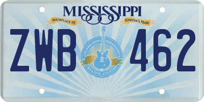 MS license plate ZWB462