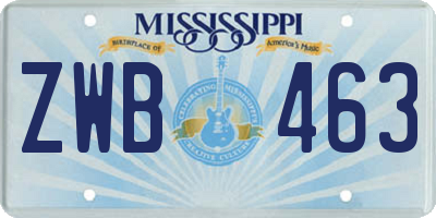 MS license plate ZWB463