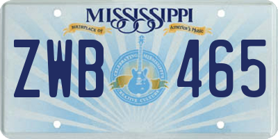 MS license plate ZWB465